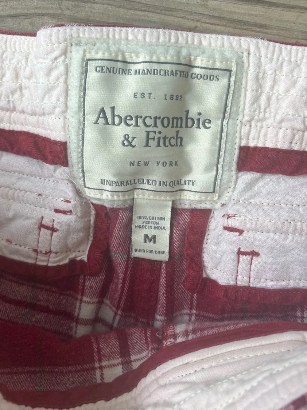 Abercrombie & Fitch Red and White Plaid Men’s Flannel Pants